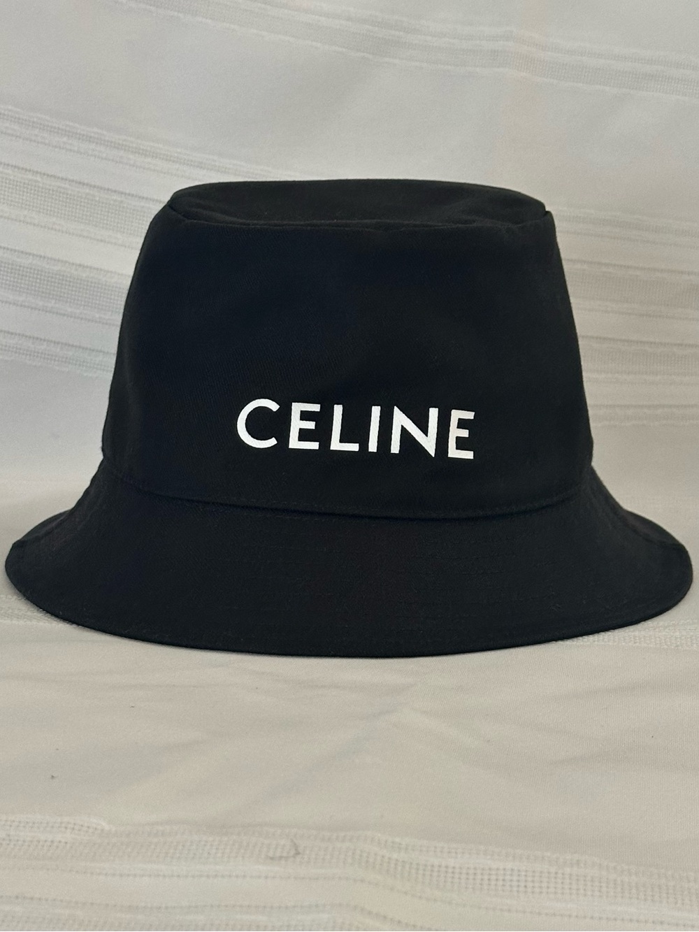 Celine Black Cotton Logo Bucket Hat